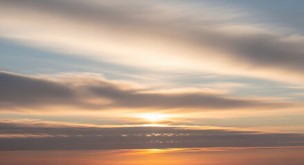 Stunning sunset paints the sky with vibrant oranges, pinks, and soft blues, creating a breathtaking, serene atmosphere for any project.