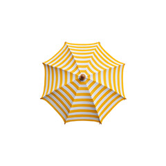 navy yellow and white striped beach umbrella isolated on a transparent background, in a PNG format