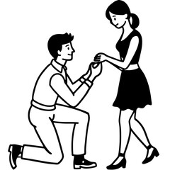 A man propose her girlfriend on transparent background