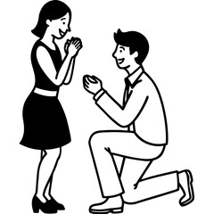 A man propose her girlfriend on transparent background