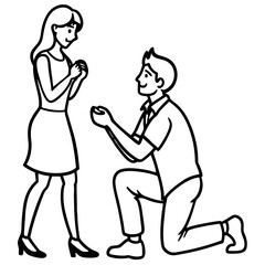 A man propose her girlfriend on transparent background