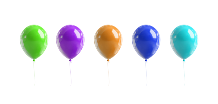 colored balloon isolated on white, png transparent