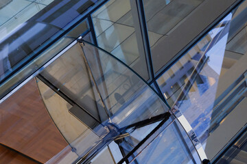 Abstract Composition of Glass, Reflections, and Modern Architecture