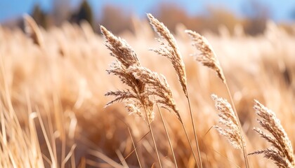 Golden grasses swaying in the breeze