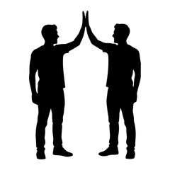 Fototapeta premium Two men high five silhouette celebration