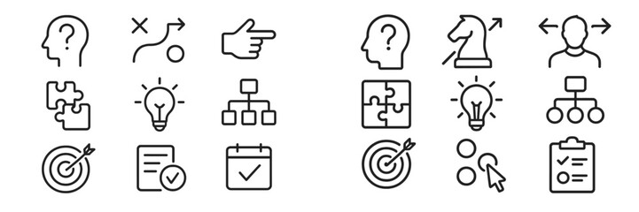 Icons representing problem-solving strategies and critical thinking in modern design for creative projects