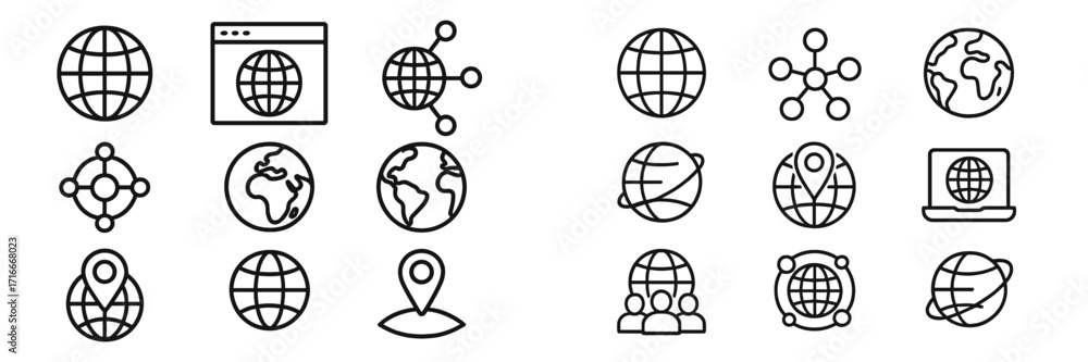 Aufkleber global connection and communication through digital symbols in a modern design