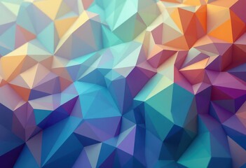 A vibrant, geometric design composed of numerous colorful triangles, creating a dynamic and textured surface.