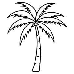 Fototapeta premium Line art palm tree on transparent background for coloring concept