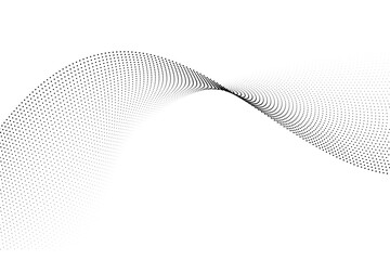 Abstract curve, modern gradient of dots with flowing rhythm. Illustration for big data, science, technology, and digital design concepts.