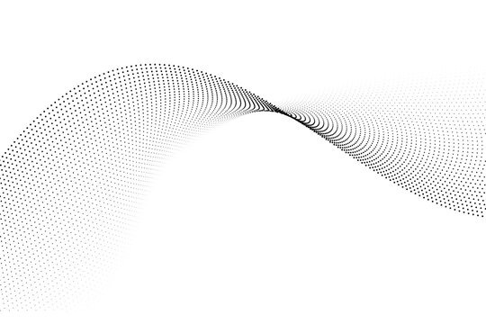 Abstract curve, modern gradient of dots with flowing rhythm. Illustration for big data, science, technology, and digital design concepts.