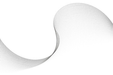 Particle wave, curved dot gradient creating flowing abstract structure. Concept of digital connection, science, innovation, and modern virtual background.