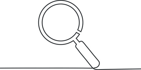 Continuous single line drawing of hand holding magnifying glass, line art vector illustration, Magnifying Glass continuous line drawing with color shapes, Magnifying Glass Continuous Line Icon