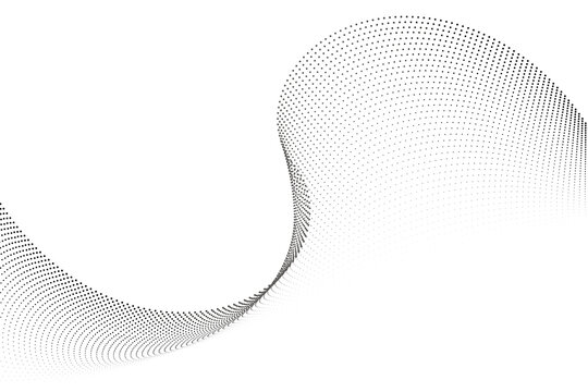 Particle wave, curved dot gradient creating flowing abstract structure. Concept of digital connection, science, innovation, and modern virtual background.