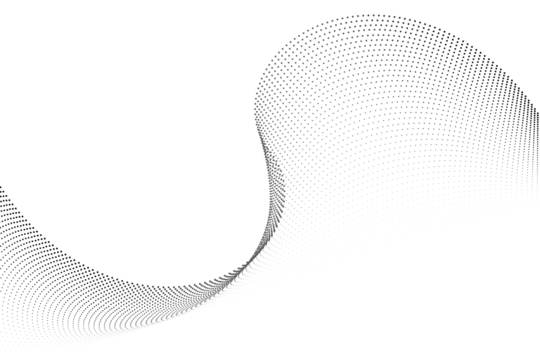 Particle wave, curved dot gradient creating flowing abstract structure. Concept of digital connection, science, innovation, and modern virtual background.