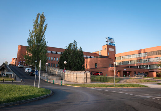 Ponferrada, Leon, Spain, 09-04-2025: El Bierzo University Hospital (HUBI), a health center located in the city of Ponferrada and belonging to the regional health management of Castilla y Le&oacute;n (SACYL)