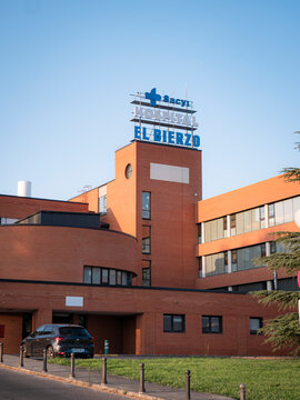 Ponferrada, Leon, Spain, 09-04-2025: El Bierzo University Hospital (HUBI), a health center located in the city of Ponferrada and belonging to the regional health management of Castilla y Le&oacute;n (SACYL)