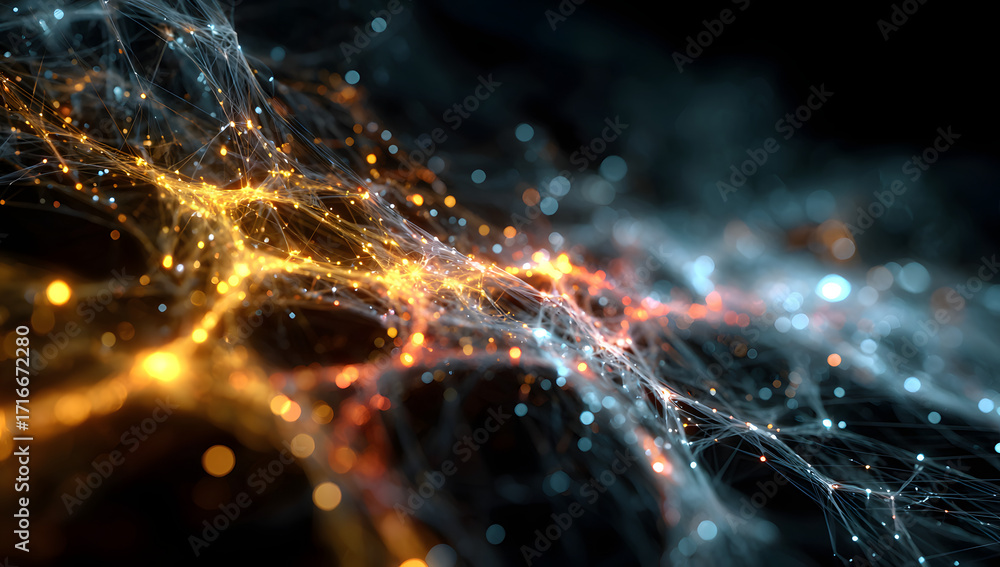 Poster ai connection hub: abstract neural network data flow