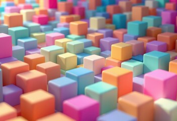 A vibrant arrangement of colorful, stacked cubes in a playful geometric design.