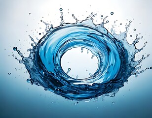 Vibrant blue water ring splash