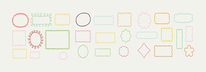 Obraz premium Abstract Hand-Drawn Doodle Frames with Wavy Borders