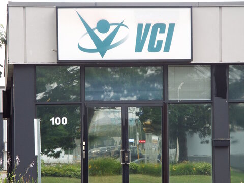 Nepean, ON, Canada, June 18, 2025 : A prominent sign above the entrance reads "VCI" at 9 Camelot Dr #100.