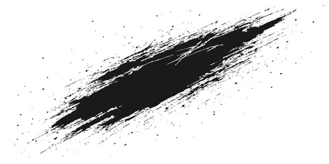 Black ink splatters form a textured, dark grunge vector illustration
