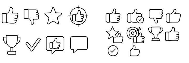 Icons representing feedback and ratings in a simple and modern design for digital communication and user interaction