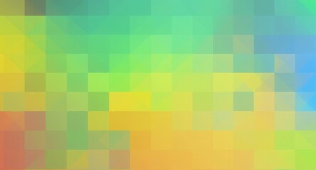 A vibrant, pixelated design featuring a gradient of soft, pastel colors.