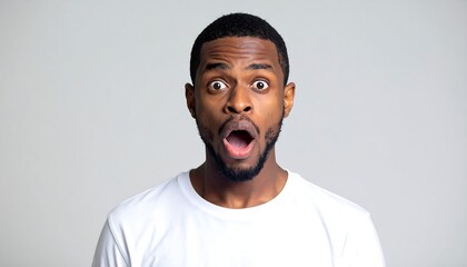 Man with wide-open mouth, shocked expression