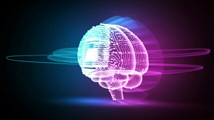 Digital Brain Futuristic Technology Interface, AI Neural Network, Cybernetic Mind, Data Processing, Virtual Reality, Artificial Intelligence - Powered by Adobe