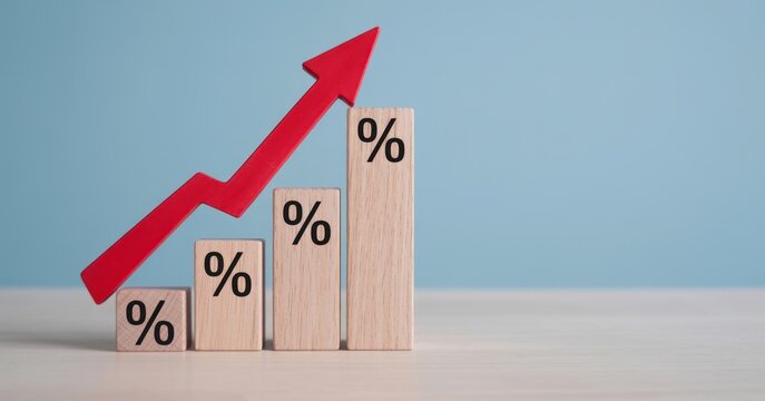 Financial Growth Symbolized: Illustrating the concepts of finance, success, and economic expansion with a dynamic upward trend. A visual representation of progress, business and financial metrics