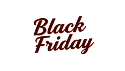 Black friday text in red with a glowing effect against a plain black background centered in the image