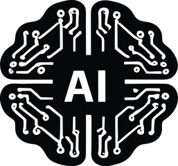 Creative AI Brain Design Tech Innovation Vector Art