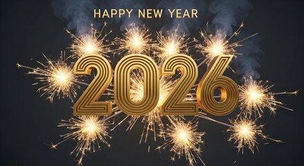 Elegant New Year 2026 Greeting with Sparkling Lights and Elegant Text