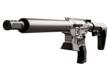 Tactical semi automatic rifle on a transparent background