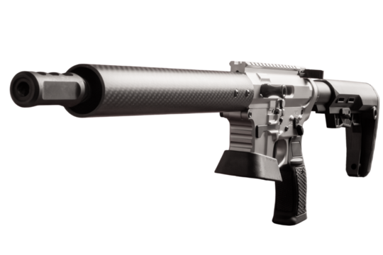 Tactical semi automatic rifle on a transparent background