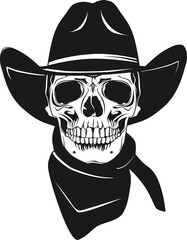 Skull in a cowboy hat. Halloween skull. Front view.