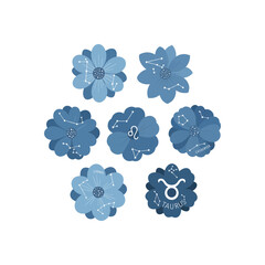 Stunning celestial flower collection featuring zodiac constellations and astrology symbols for a mystical and elegant design