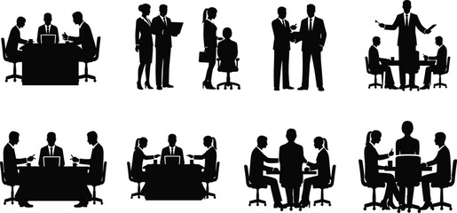 Business meeting silhouettes, corporate teamwork, office discussion, professional negotiation, group collaboration, workplace communication, leadership strategy, 