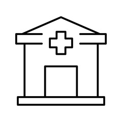 Building with medical cross and entrance healthcare