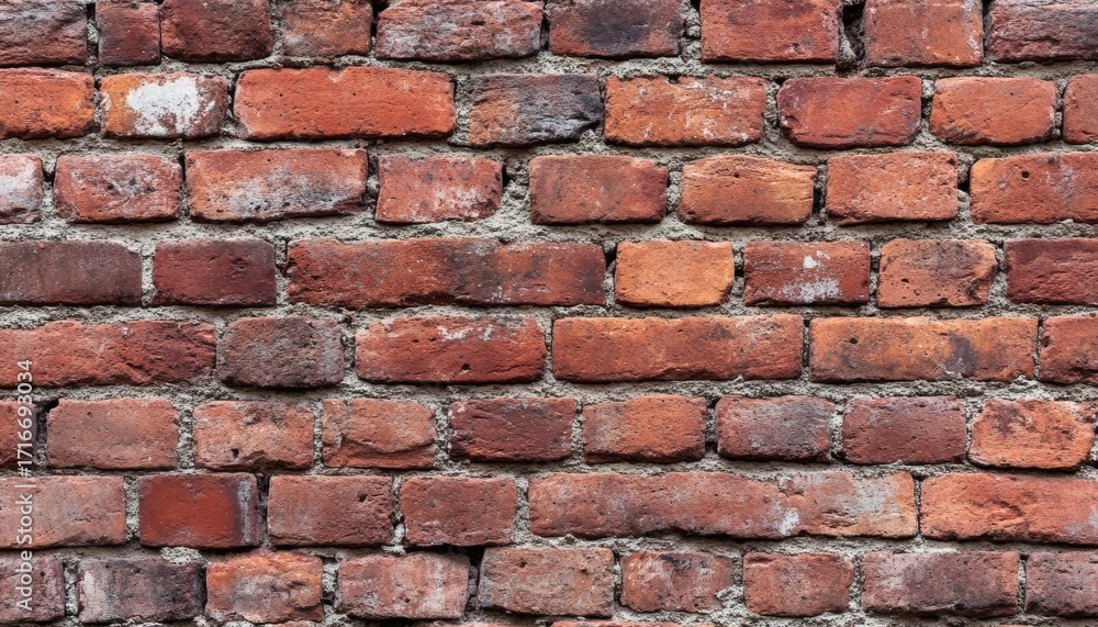 Aufkleber the image shows a close-up view of a brick wall; the bricks are red with varying shades and show sig