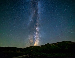 Milky Way over hills