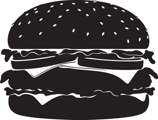 Sandwich Cheeseburger icon balck and white in silhoette white background.