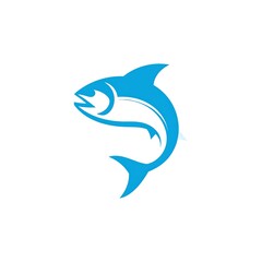 Fototapeta premium Blue fish logo, jumping