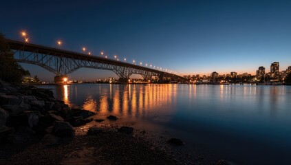Fototapeta premium Bridge over water at dusk