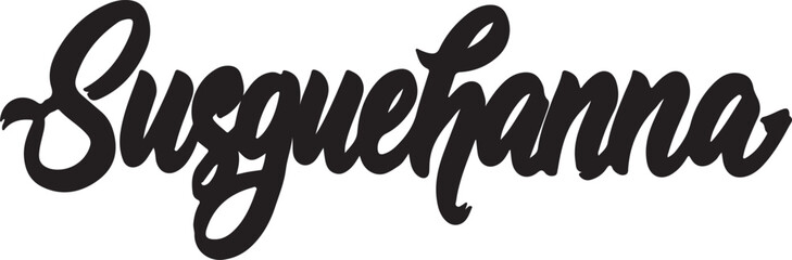 Susquehanna with calligraphy shape and advace shape elements in silhouette white background.