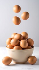 Eggs in a bowl, levitating