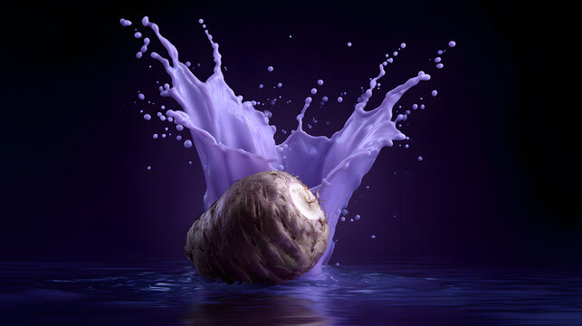 Surreal Splash: An artistic capture of a dynamic splash effect of liquid with a spherical object, creating a visually arresting display. 