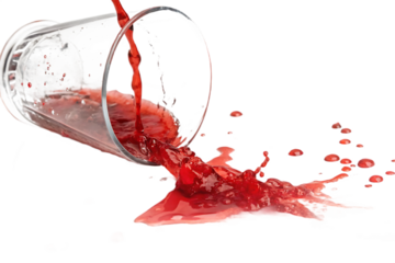 Spilled Red Liquid Splashing from Tipped on AI generated by PNG